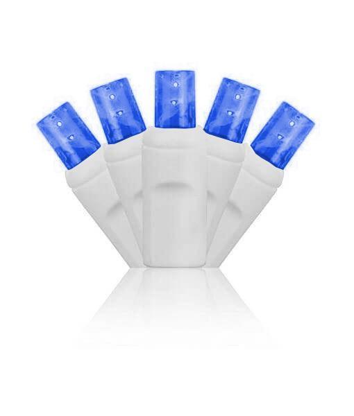 blue LED Christmas lights white wire