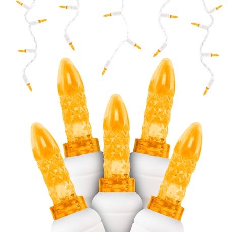 M5 LED Icicle Lights 70L Orange WHITE WIRE