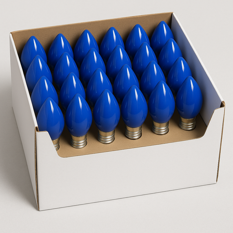 25 blue C9 bulbs