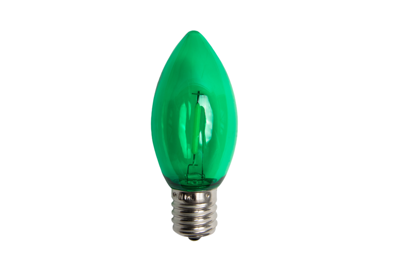 Green C9 LED filament bulb