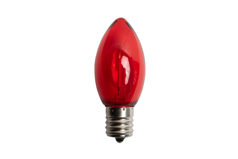 C9 LED filament bulb in red