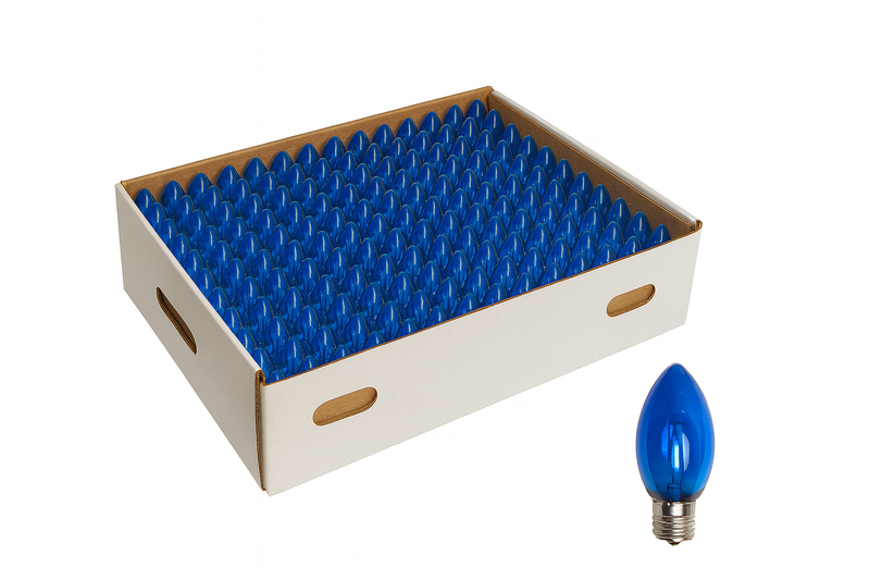 Case of 500 C9 blue filament bulbs