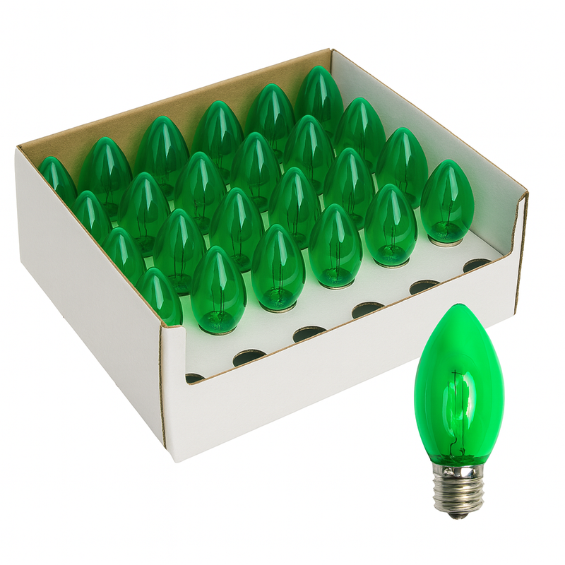 25 pack of green c9 led filament bulbs