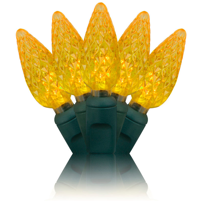 Gold C6 LED Christmas lights 50L yellow