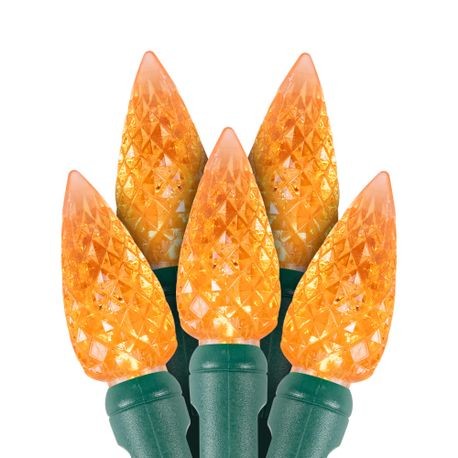 Orange LED C6 Christmas lights with 50 bulbs