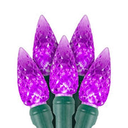 Purple LED Christmas lights C6 style with 50 lights