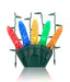 Multi color LED icicle lights on green wire