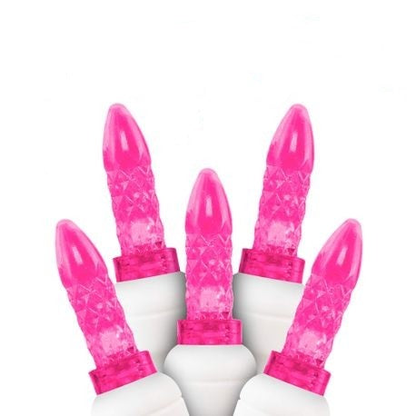M5 LED Christmas Lights 70L Pink WHITE WIRE