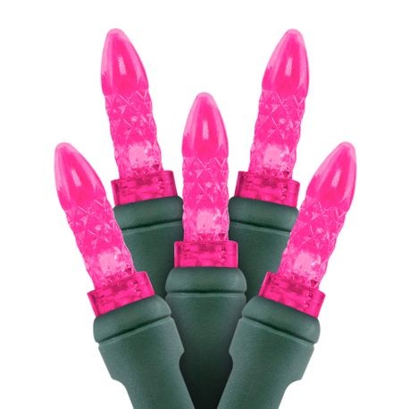 M5 70L Icicle lights Pink GREEN WIRE