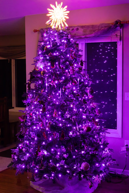 5mm purple lights on Christmas tree