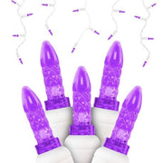 M5 LED Icicle Lights 70L Purple WHITE WIRE