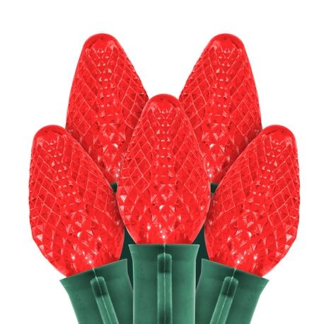 C7 LED 25L 8 Inch Spacing Strand Red