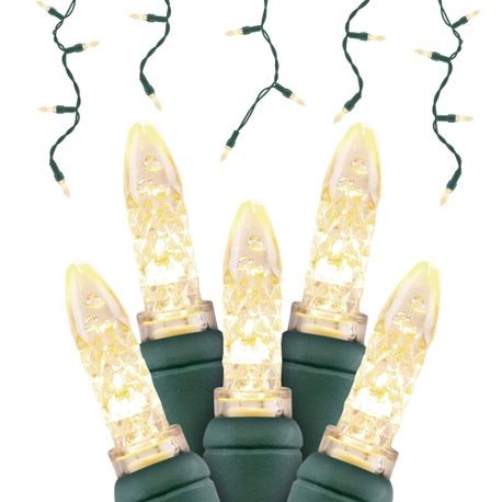 M5 70L Icicle Lights Warm White GREEN WIRE