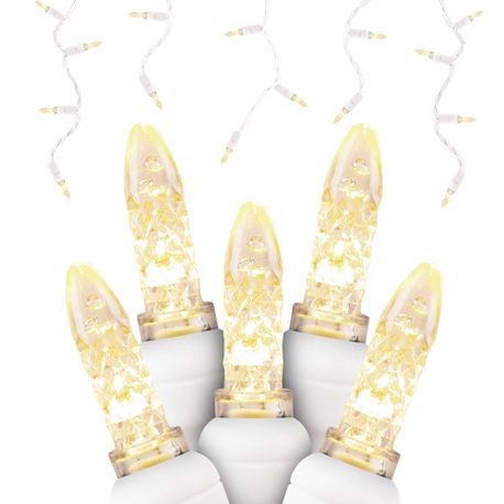 M5 LED Icicle Lights 70L Warm White WHITE WIRE